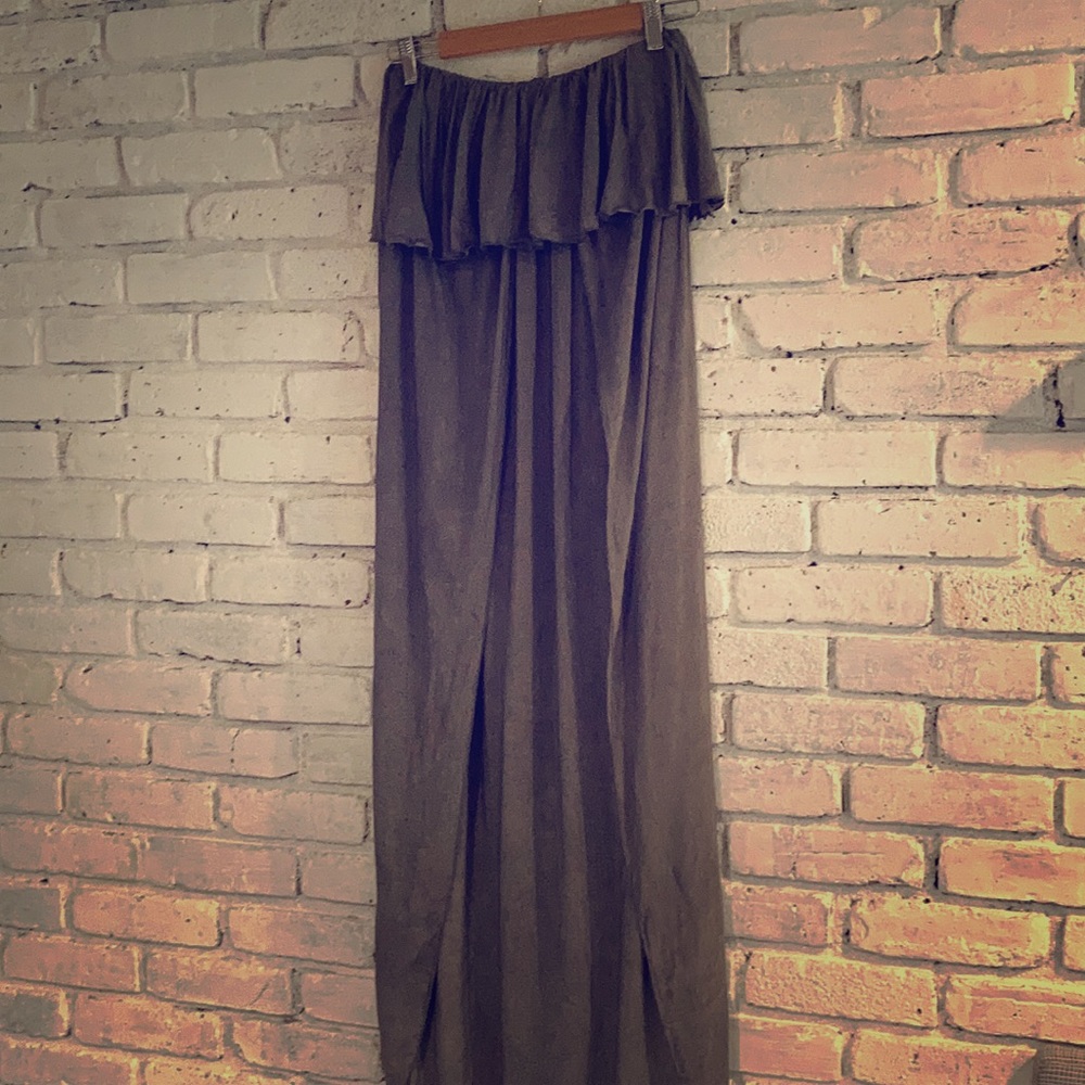 Slate Grey Strapless Maxi Cover Up Dress